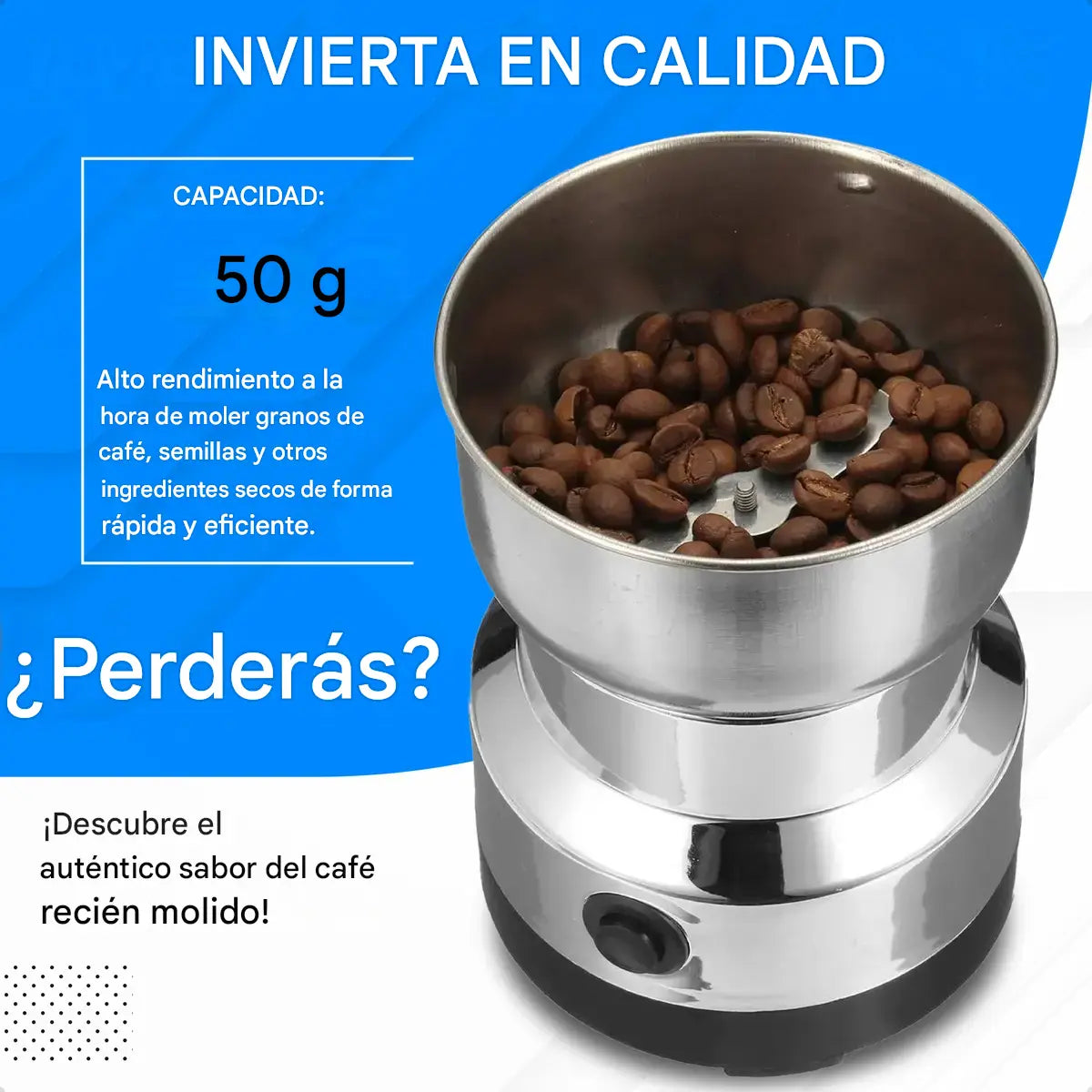 molinillo eléctrico de café/frijol de 200 W en acero inoxidable